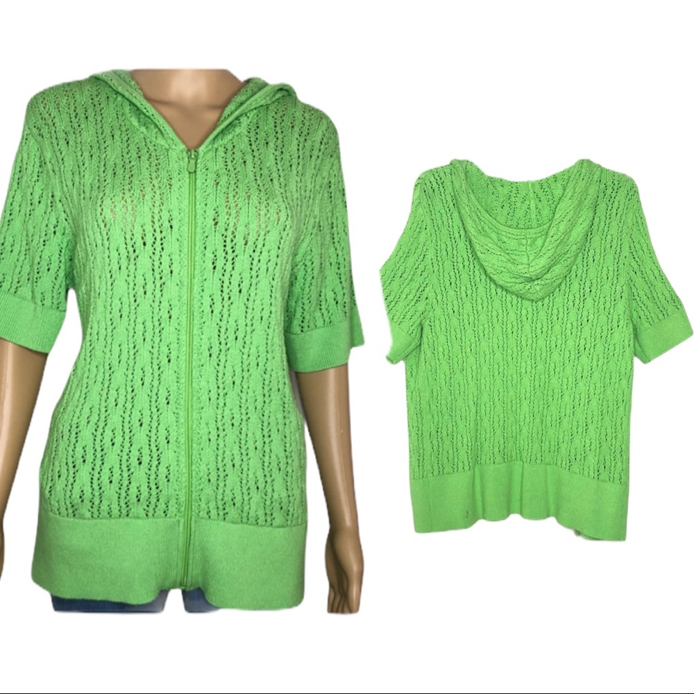 One Girl Who Crochet Short Sleeve Zip Up Hoodie